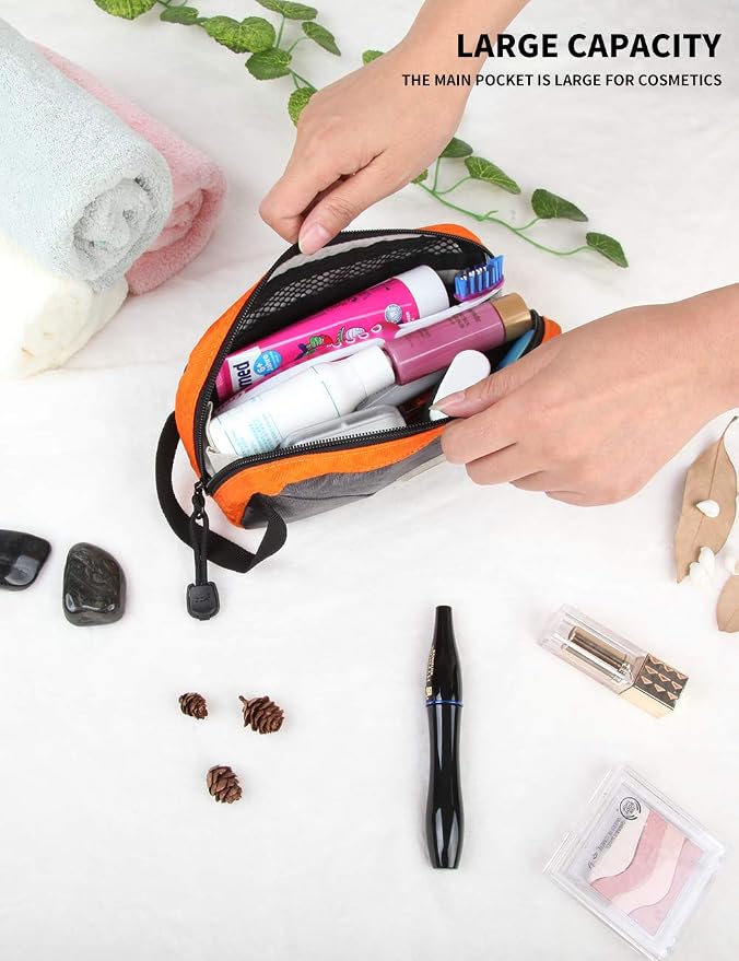 GOX Travel Toiletry Bag Dopp Kit Case for Men Multifunction Packing Organizer Pouch(Orange/Grey) - Image 6