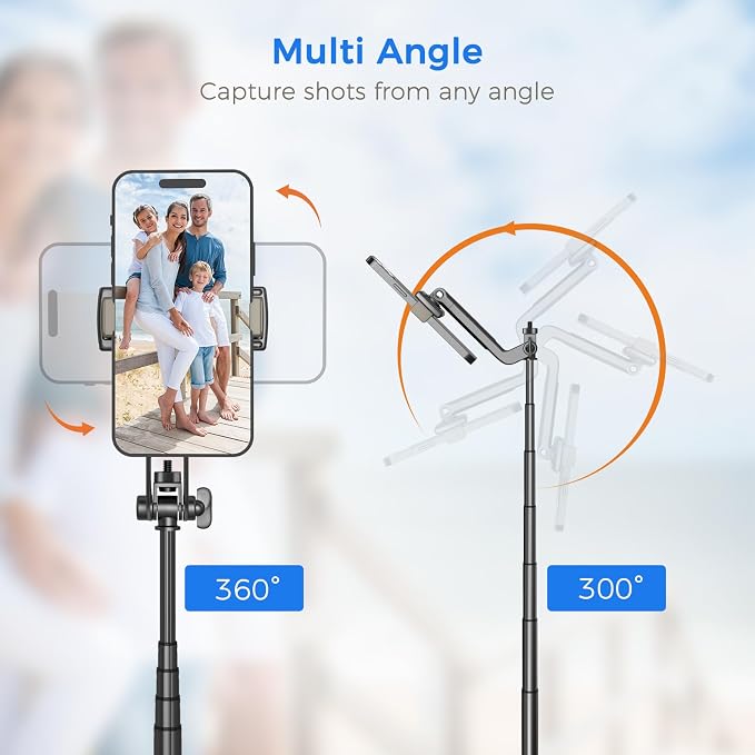 Selfie Stick Tripod for Phone with Remote Control & Holder, 50 Inch, Black | Extendable Selfie Stick Travel for iPhone, iPhone Tripod for Video Recording - Image 4