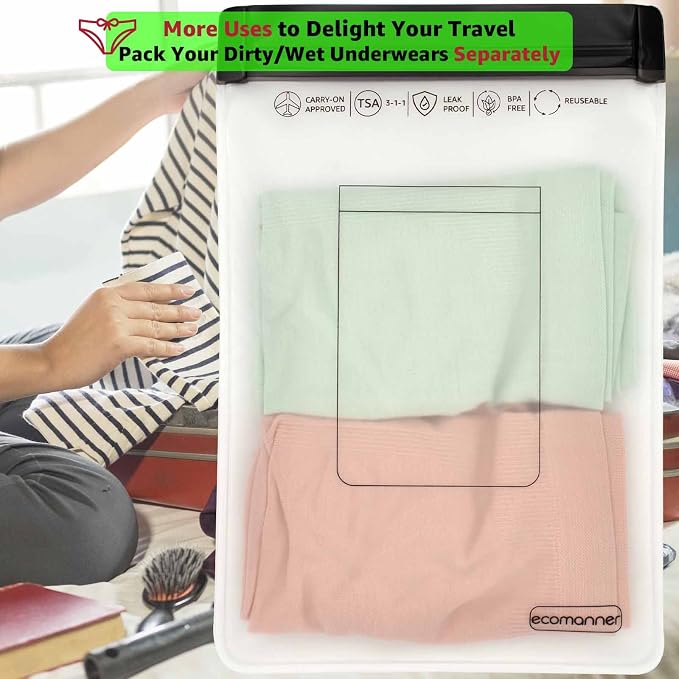 4 Pack TSA Approved Toiletry Bag Leak Proof Zipper Free, TSA Toiletry Bag Clear Quart Size for Travel Carry-on (2 Small and 2 Large Size) - Image 7