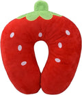 EKDJKK Travel Pillow for Kids, Cute Animal Neck Pillow Support U Shaped Cushion Plush Soft Rest Reading Pillow Sleeping Pillow for Airplane Train Car (Strawberry) by EKDJKK