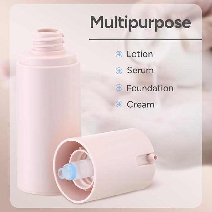 Airless Pump Bottles Travel: Lotion Dispenser for Small Size - Empty Shampoo Containers - Mini Vacuum Jar for Cream - 1 oz Plastic Pink | Plastic lotion dispenser, for face cream moisturizer, small skincare, shampoo soap, empty toiletry, cosmetic, leak... - Image 7