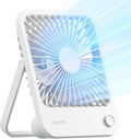 JISULIFE Small Desk Fan Battery Operated, 180° Foldable Portable Fan, 4 Speeds Adjustable Ultra Quiet for Home Office Travel Outdoor-White | Battery Operated, 4 Speeds Adjustable Ultra Quiet for Home Office Travel Outdoor-White by LivechillStaycool