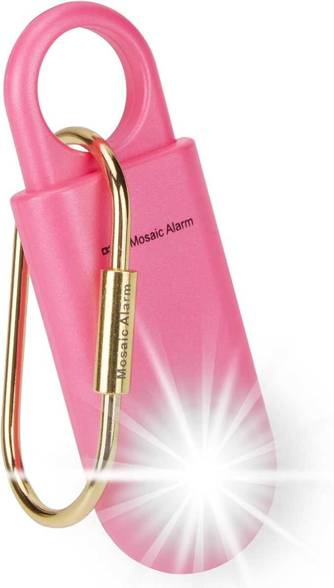 130dB Personal Safety Alarm Ultra Bright Strobe Light Loud Sound Keychain Siren with Carabiner for Women, School Children, Night Runners. Hiking Alarm Bear Deterrent. SOS Emergency Alerts. Hot Pink by MosaicAlarm