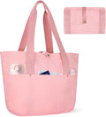 Foldable Tote Bag with Zipper for Women, 18L Nylon Lightweight Shoulder Handbag for Travel, Waterproof Beach Bag by Outplea