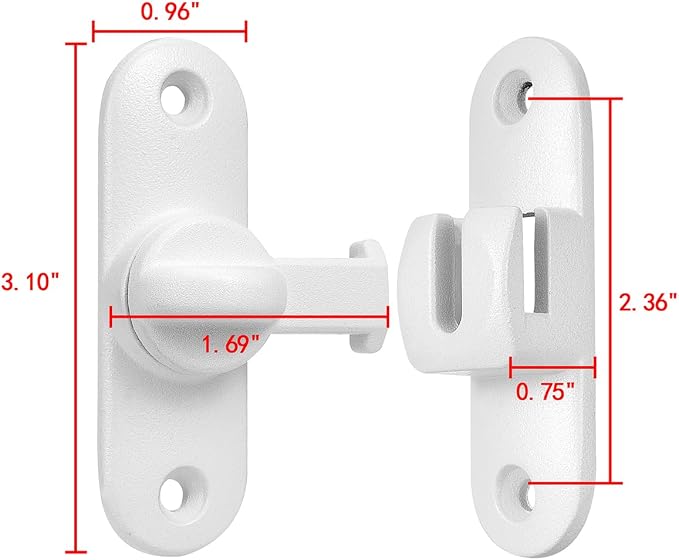 3 Packs Matte White 90/180 Degree Barn Door Latches,Flip Gate Lock | Zinc Alloy Flip Gate Latches,Right Angle Door Lock,for bedroom,garage,sliding door,window,cabinet,drawer,pet enclosures - Image 2