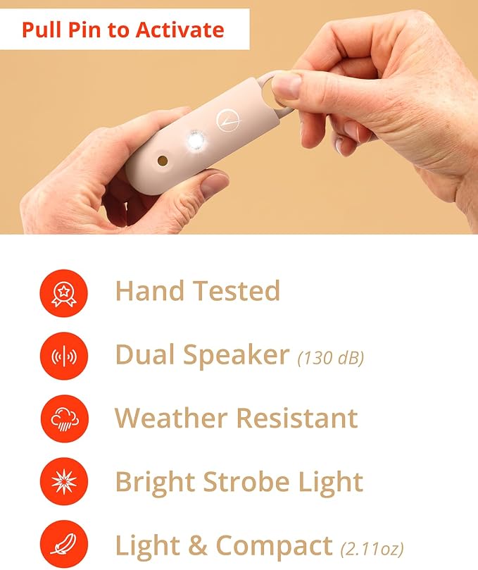 Vantamo Personal Alarm for Self Defense with Low Battery Notice, Strobe Light & Extra Loud 130 dB Double Speakers Safety Keychain Set for Women, Rechargeable Panic Button for Womens Self Defense - Image 6