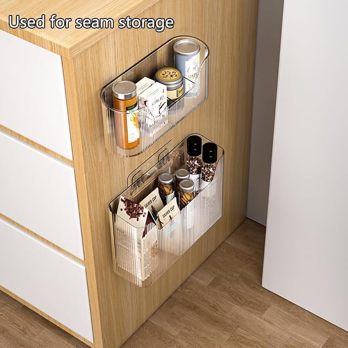 2PCS Cabinet Door Organizer,Self Adhesive Kitchen Cabinet Organizer,Cabinet Door Storage Box for Bathroom/Kitchen/Living room,Storage shelf rv must haves. (transparent) - Image 4