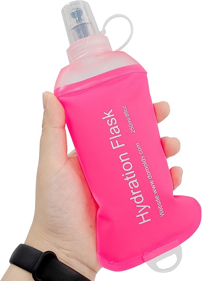GUYI GYGYL Soft Flask, Collapsible Water Bottle for Sports, 250ml Pink | TPU Collapsible Water Bottle for Hydration Pack, Running Vest, Leak-Proof Folding Bottle for Hiking Cycling Climbing Jogging by GUYI