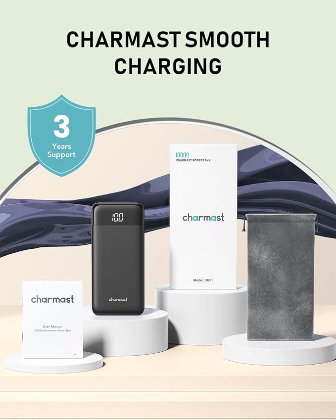 charmast Portable Charger Built-in Cables, 10000mAh Slim Power Bank Pocket | 22.5W Fast Charging Battery Pack for iPhone 17/16/15 Samsung Android, Flight-Approved, Multi-Device, USB-C, Daily Commute - Image 9