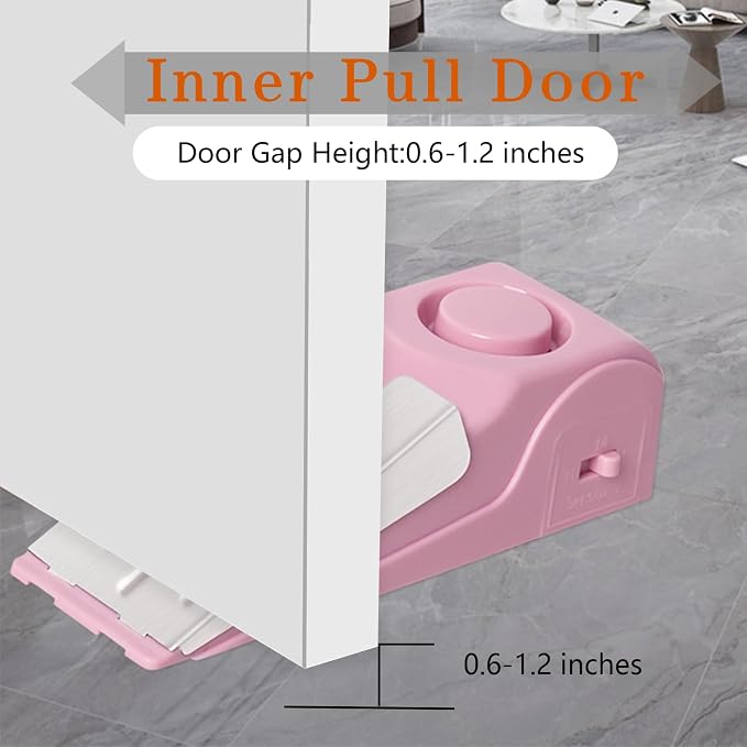 HNHMT 2 Pack Portable Door Stop Alarm, Door Stopper with 120db Loud Security Alarm, Travel Door, Doorstops Wedge Sensors Security Devices for Traveling Apartment Hotel and Home (Pink) - Image 5
