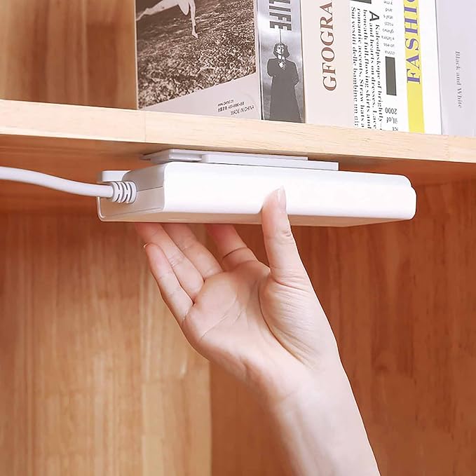 12 Pack Adhesive Punch Free Socket Holder, Self-Adhesive Desktop Socket Fixer, Power Strip Holder Fixator, Wall Mount Cable Management (White) - Image 6