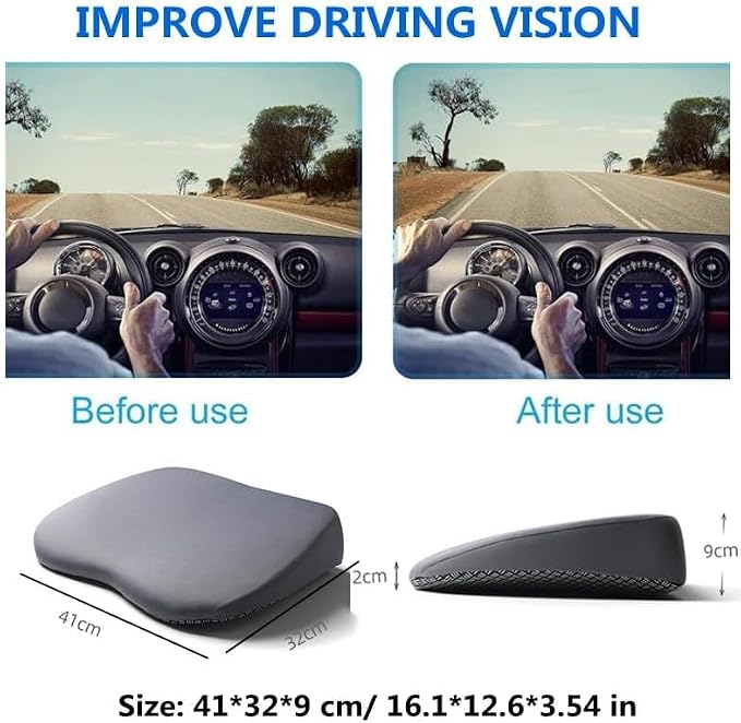 Car Seat Cushion for Driving, Car Booster Seat Cushion for Short Drivers | Portable Driver Seat Cushion to Raise Height 3.5 in,Office Chair Back Support Pillow for Lower Back Pain Relief - Image 7