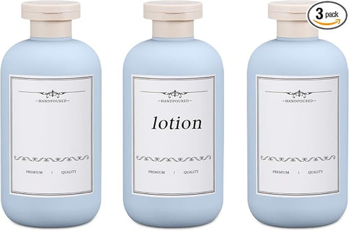 10oz Travel Shampoo Bottle, Empty Plastic Squeeze Bottles with Flip Cap, Lotion Container for Toiletries Travel Size Shampoo and Conditioner (3 PACK BLUE) by UMETASS