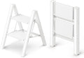 2 Step Ladder, Foldable Aluminum Step Stool with Anti-Slip Pedal | Lightweight yet Sturdy, Portable, Non Slip Feet, 300Lbs Capacity, Elegant Look, for Kitchen, Closet, Pantry, White by GameGem