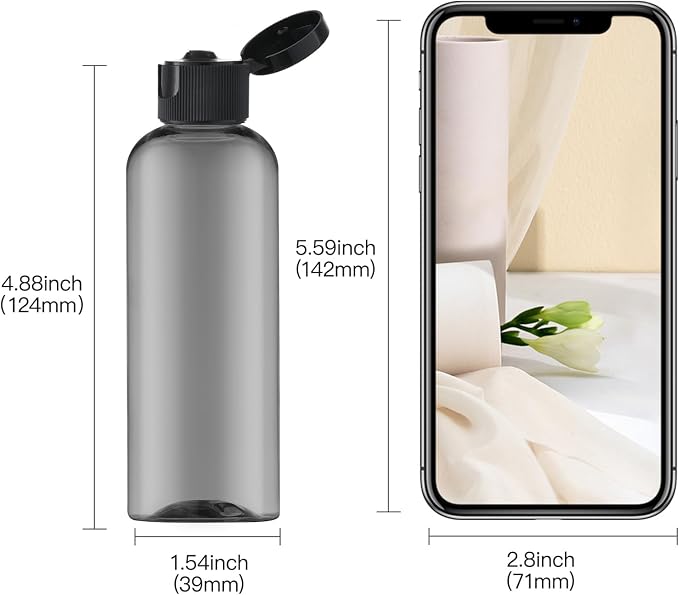 LISAPACK 3.4 oz Travel Bottles for Toiletries, Plastic Shampoo Containers | 5pcs small size dispenser, squeeze tubes, leak proof, small empty for liquid, lotion, conditioner, soap, 100 ml, TSA, black - Image 5