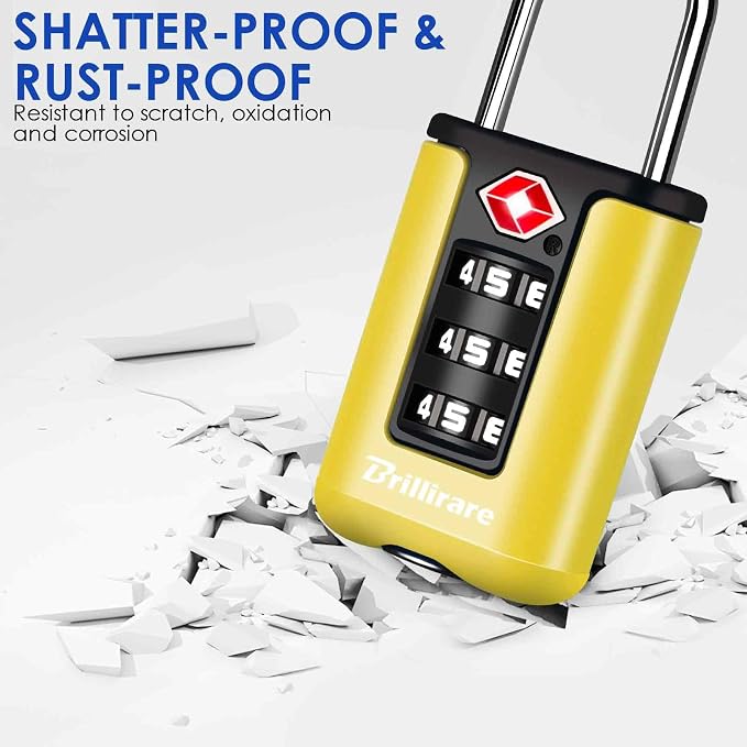 2 Pack TSA Approved Luggage Locks, Combination Travel Padlock, 3-Digit Waterproof Lock, TSA Outdoor Keyless Resettable Lock for Lockers, Bags, Backpack, Gym, Gate-Yellow - Image 6