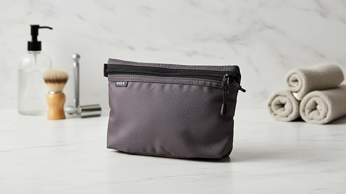 GOX Small Toiletry Bag for Men Bulk Cosmetic Bag Dopp Kit Carry On Zipper Pouch Organization Nylon Packing Sack Wate Repellent(Grey) - Image 7