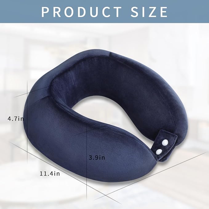 Travel Neck Pillow Airplane Soft U Shaped Neck Pillows Dark Blue | Memory Foam, Removable Washable, Suitable for Airplanes Traveling Trains Bus Offices - Image 5