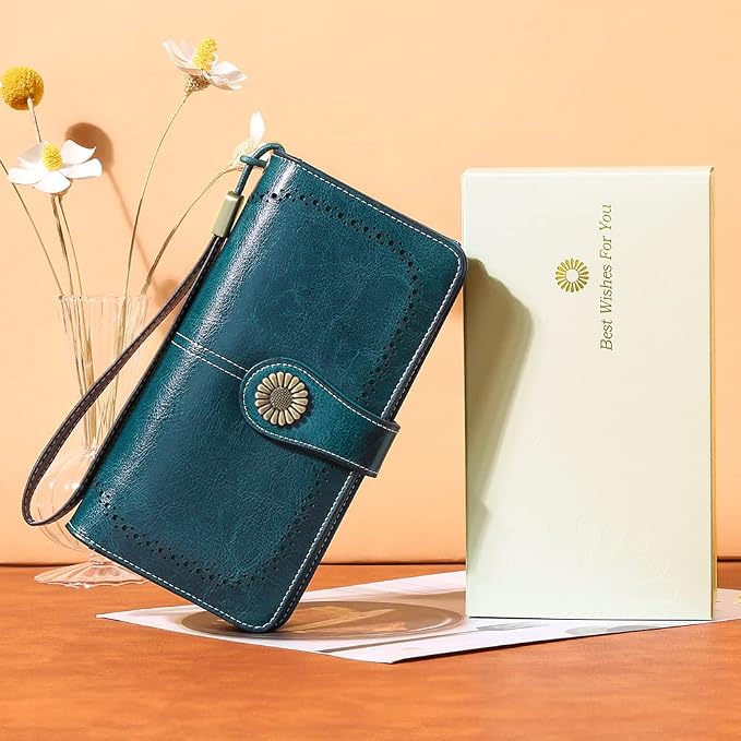 SENDEFN Wallets for Women Leather Credit Card Holder with RFID Blocking Large Capacity Wristlet | with RFID Blocking - Image 7