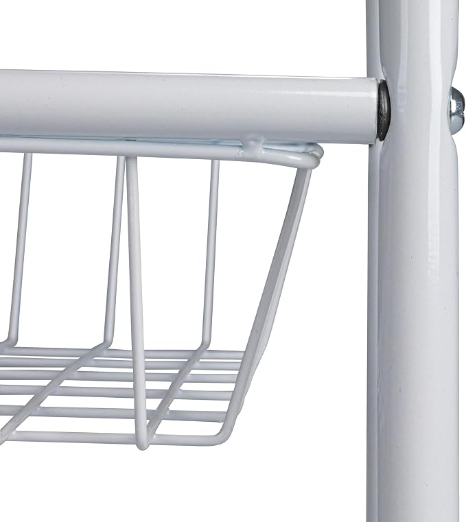 Household Essentials 3-Tier Slim Storage Cart, Heavy-Duty Steel Frame, Smooth Casters with Locks, Powder Coat Finish, Arched Handles, Easy to Assemble, Modern, Compact, White - Image 7