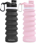 Nefeeko Collapsible Water Bottle, 26oz Silicone Foldable Water Bottles | Leakproof BPA Free Travel Water Bottles with Carabiner,Portable Sport Water Bottles for Camping,Hiking Outdoor Indoor Sport by Nefeeko