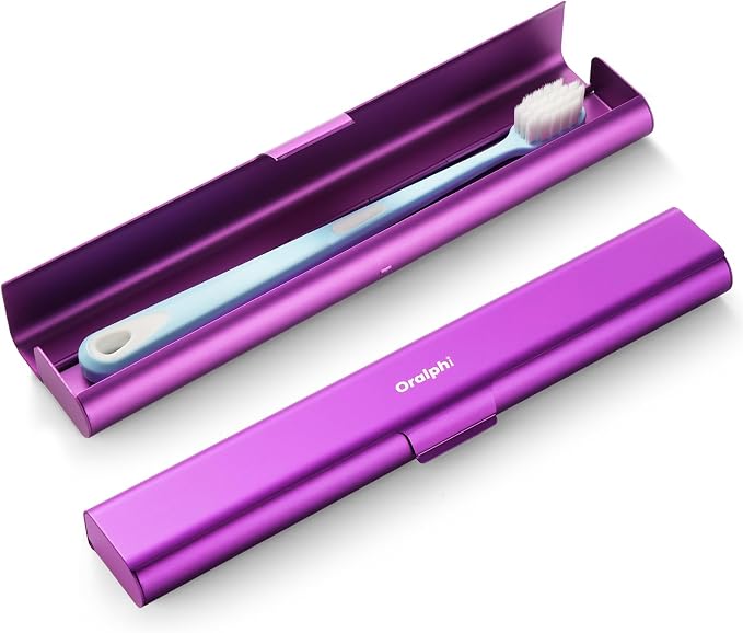 Aluminum Toothbrush Travel Case, Portable Travel Toothbrush Holder, Durable Manual Toothbrush Box Container for Traveling, Bathroom, Camping, Business Trip-Purple by Oralphi