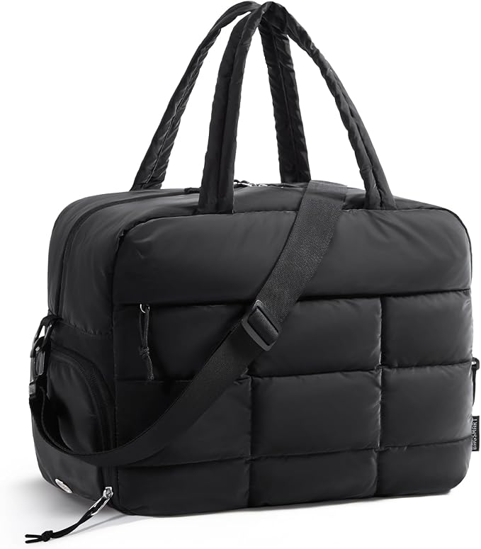 BAGSMART Gym Bag for Women, Carry on Travel Duffel Bag, Water-resistant Weekender with Shoe Compartment for Gym Travel Work, Black, Medium by BAGSMART