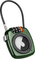 Compatible with Apple AirTag Secure Lock with Wire Cable, 3-Digit Combination Luggage Locks, Alloy Body Ultra Durable Anti-Lost Protective Case for Luggage, Bags, Suitcase, and Backpacks (GREEN) by TUXON
