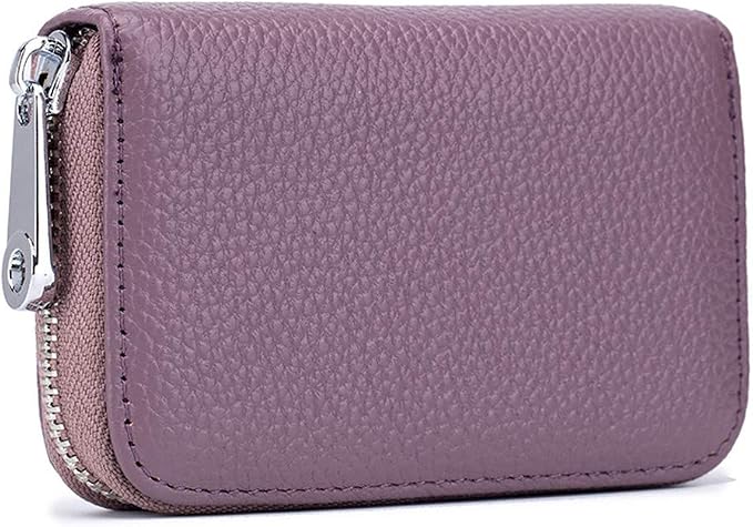 RFID Credit Card Holder Genuine Leather Credit Card Wallet with Zipper | RFID by EASTNIGHTS