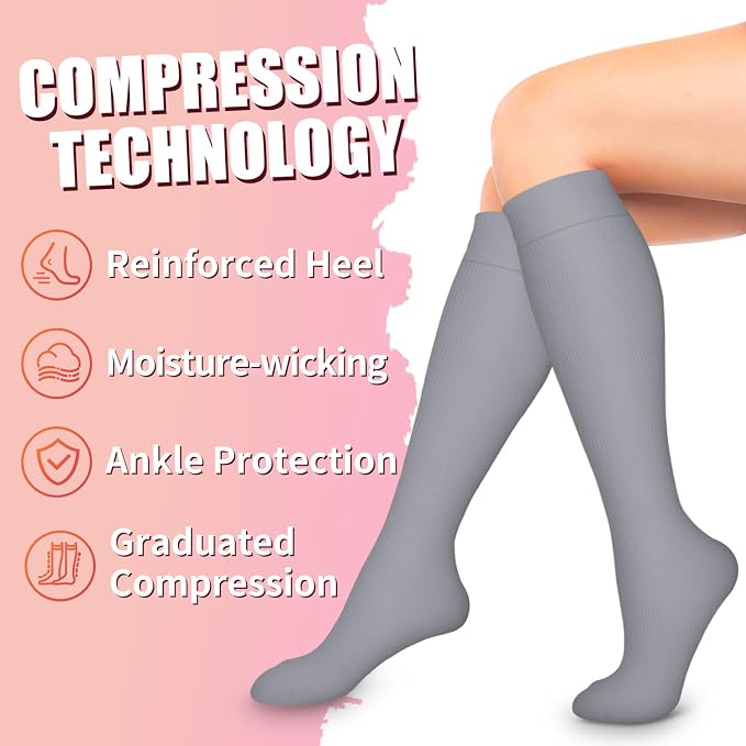 Compression Socks for Women & Men Circulation (6 Pairs) 15-20 mmHg is Best Support for Athletic Running,Nurse - Image 6