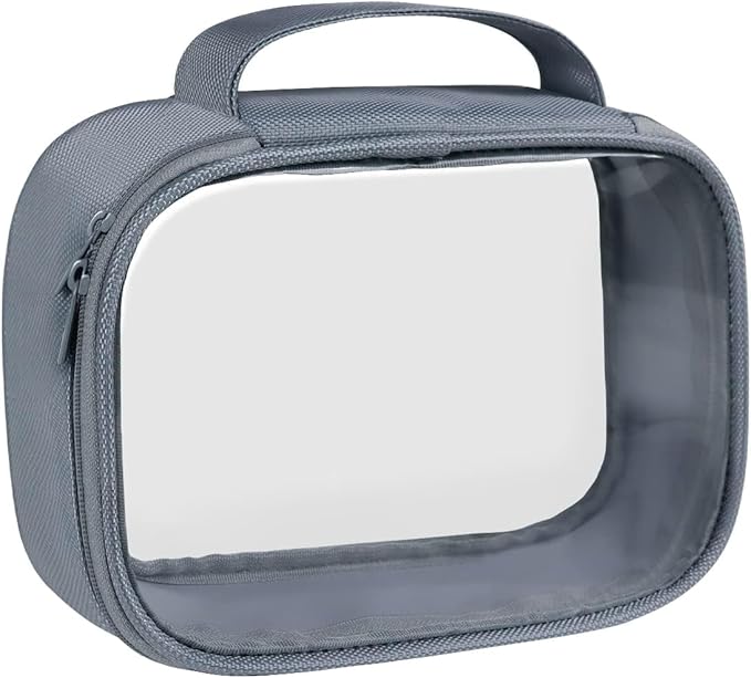 Moyad TSA Approved Toiletry Bag Clear Quart Size Travel Bags Makeup Bag | Large Opening, for Men and Women, Carry on Airline Compliant, Transparent Liquids Pouch, Grey by Moyad