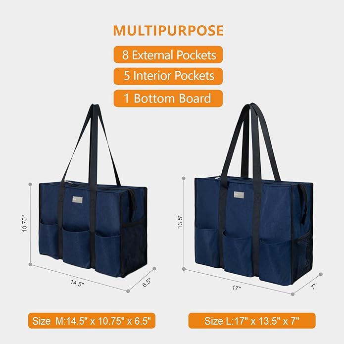 TOPDesign Utility Water Resistant Tote Bag with 13 Pockets, Top Zipper Closure & Thick Bottom Support, for Working Women - Image 2