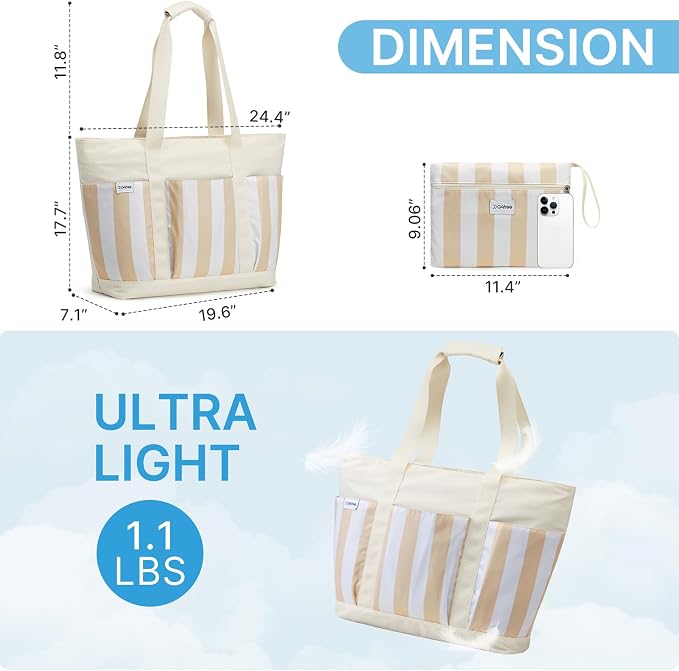 G4Free Beach Bag, Waterproof Beach Tote Pool Bags for Women | Compatible with Cup, Large Capacity Sandproof Foldable for Weekender Travel Swim - Image 3