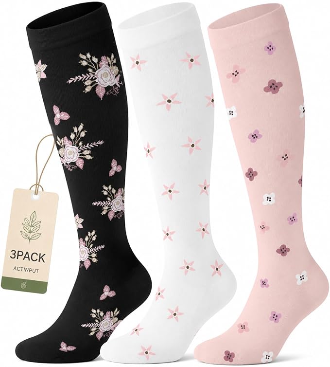 ACTINPUT Compression Socks for Women&Men 15-20mmHg Medical Knee High Support for Seniors,Pregnancy,Flight,Nurse&Circulation by ACTINPUT