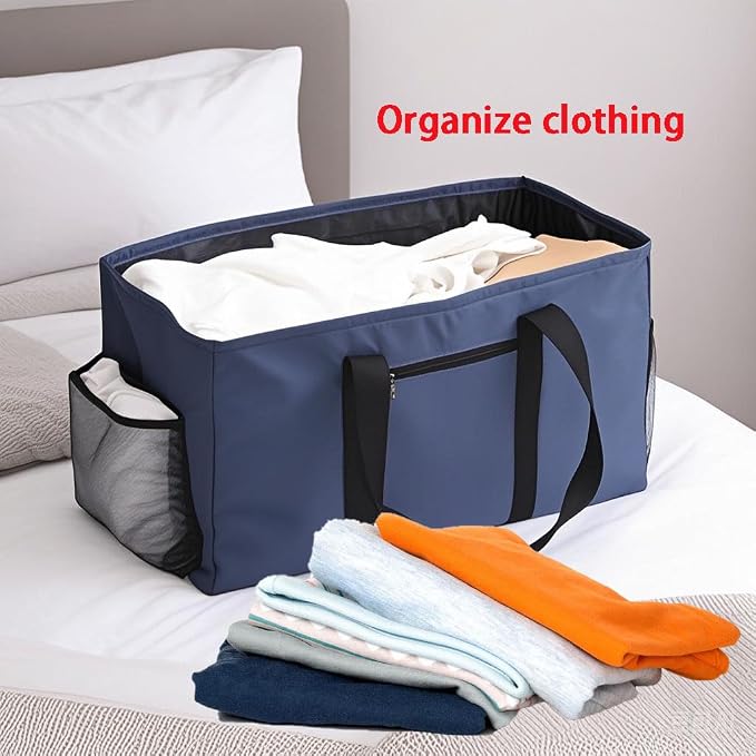 Extra Large Utility Tote Bag - Reusable Grocery Bags Foldable Heavy Duty | Large Shopping Tote 4 Pockets & Reinforced Handles, Water-Resistant Collapsible Tote for Beach, Picnic, Car Storage - Image 3