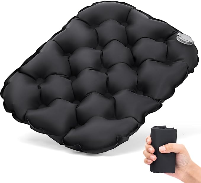Inflatable Seat Cushion, Lightweight Stadium Seat Cushion for Bleachers Pad | Portable & Foldable Travel Compact Air Seat Cushion for Airplane Long Flights Outdoor Hiking Climbing Camping Sports Events by ELECINNOV