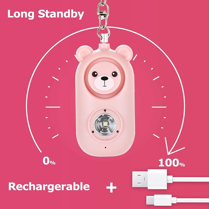 Personal Alarm for Women – 130dB Loud Rechargeable with Led Strobe Light, Self Defense Safety Alarm Keychain for Kids Elderly, Safe Sound Emergency Siren in Danger - Image 5