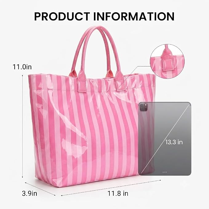 Lushandy PVC Tote Bag for Women Jelly Beach Bag Top Handle Hobo Handbag | Water-Resistant, Wipe Clean, Lightweight - Image 6