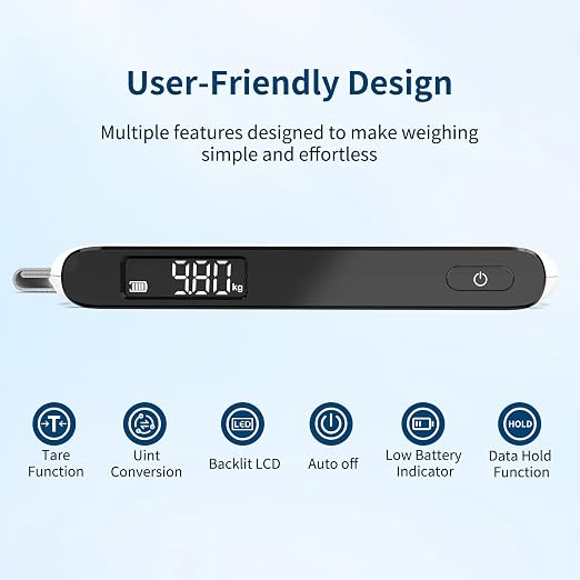 Ultrean Luggage Scale, 110lb Digital Suitcase Weight Scale for Travel, Portable Handheld Baggage Scale with Ergonomic Curved Handle for Comfortable Grip, Battery Included - Image 2