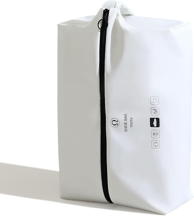tianzong Double-Layer Fabric Wide-Opening Waterproof Travel Shoe Bag with Comfortable Handle (T400+TPU, White) by tianzong