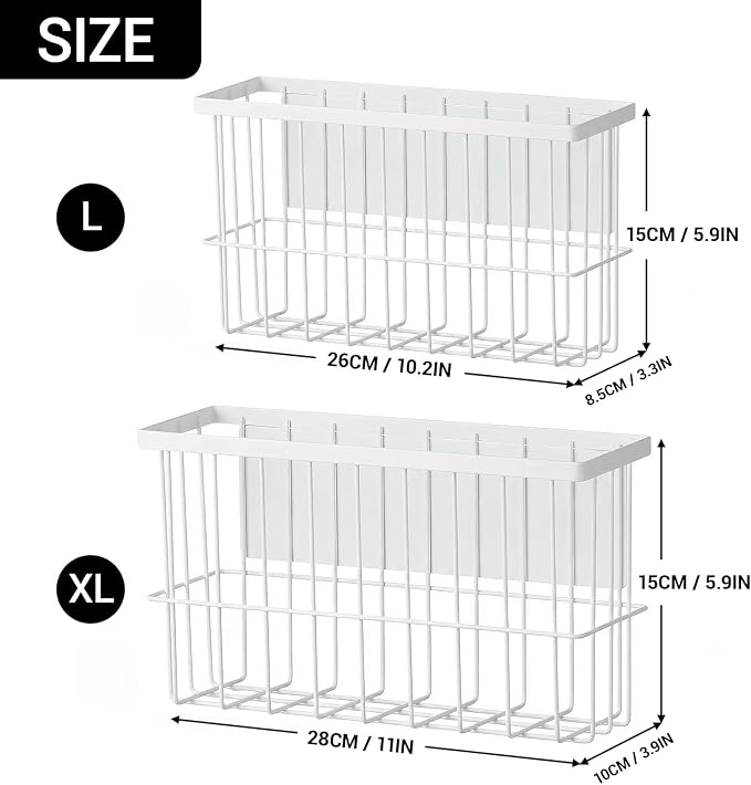 FAMNONE 2-Pack Magnetic Basket for Dryer Balls, Laundry Room Organizer | Metal Dryer Ball Holder, Magnetic Lint Bin, Fridge Basket, Washer Dryer Organizer for Kitchen, Laundry - Image 2