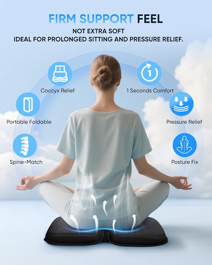 Airplane Seat Cushion | Foldable Cooling Gel Memory Foam with Pressure Relief for Long Flights - Image 6