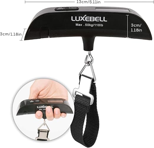 Luxebell Luggage Scale Portable Handheld Digital Suitcase Weight 110lbs Airplane Travel Essentials Gift LCD Backlight Temperature Sensor - Image 3