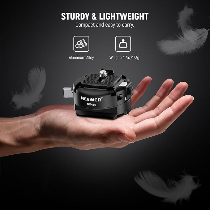 NEEWER GM47B Quick Release Plate Kit, Anti Twist Auto Lock Square QR Camera Tripod Mount Adapter & Clamp Base Compatible with DJI Ronin RS 4 Pro RS 3 RS 2 Compatible with PD - Image 7
