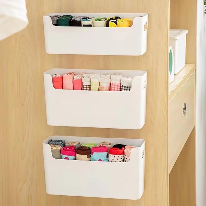 2 Pack Cabinet Organizer Storage, Adhesive Over Cabinet Door Organizer, No Drilling Space Saver Plastic Storage Containers Multi-Use for Kitchen Bathroom Office Bedroom, Translucent - Image 9