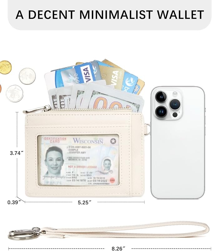 BOSTANTEN Credit Card Holder RFID Small Wallet for Women with Keychain | Slim, Wristlet, Zipper Coin Pocket, Pocket-Friendly, Vegan Leather, Minimalist, Gifts, Beige - Image 6