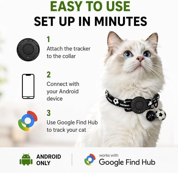 GPS Collar for Cats,Pet Tracker (Android Only) Smart tag,Waterproof Compatible with Google Find My,No Monthly Fee,Advanced Tracking Solution Smart Collar for Pet Safety Ideal Small Large Cats - Image 3