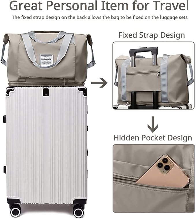 Large Capacity Foldable Travel Bag, Expandable Waterproof Carry on Bag, Dry and Wet Separation Spor Duffel Bags - Image 2