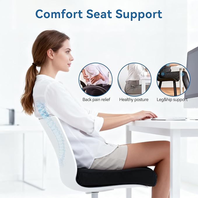 Adjustable Seat Cushion, Memory Foam Office Chair Cushion, Car Seat Cushion, Foldable Travel Cushion for Tailbone Pain, Sciatica Pain Relief, Lifting Cushion for Sitting, Driving, Traveling(Medium) - Image 5
