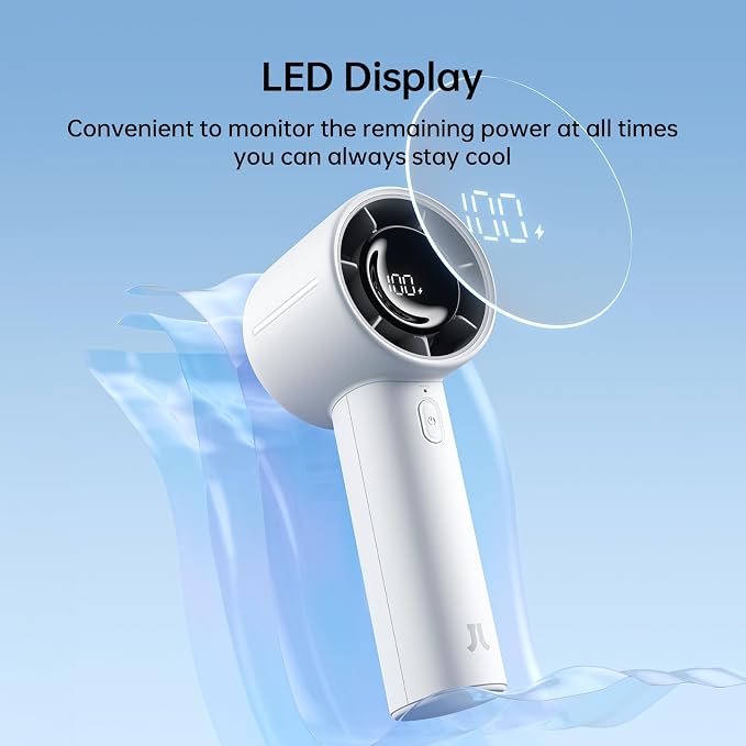JISULIFE Handheld Turbo Fan Life10S, 28H Max Runtime, Strong Wind, Gray | For Travel, Beach & Concerts, Ultra-Quiet, 5000mAh Rechargeable Portable Fan, Powerful Cool Airflow, Gift for Women & Men - Image 4